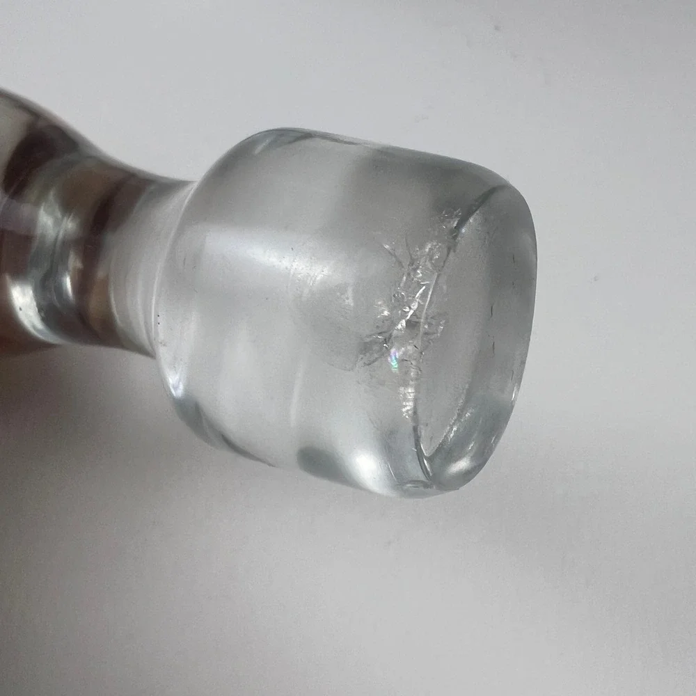 Vintage Glass Decanter 15.75in Elegance Floral Etched Stopper Barware Decor MCM
